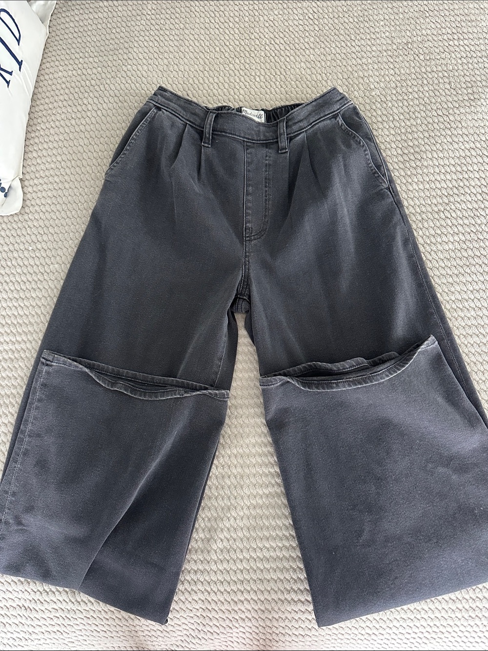 BNWT Madewell Charcoal Gray Wide-Leg Denim Pants